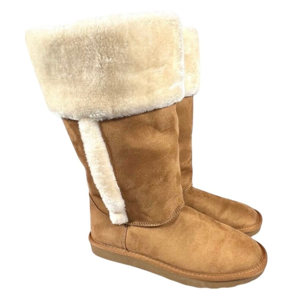Arizona Jean Co Womens Tan Winter Boots Faux Fur Size 7M NWOT